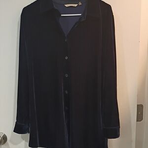 Soft Surroundings Midnight Blue Velvet Shirt